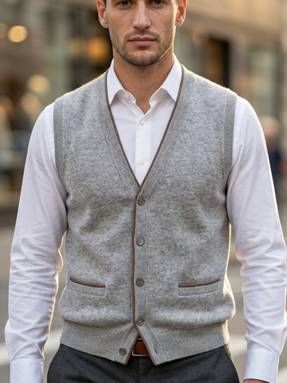 Vintage Givenchy Gentleman Paris Wool Sweater Vest in Heather Grey